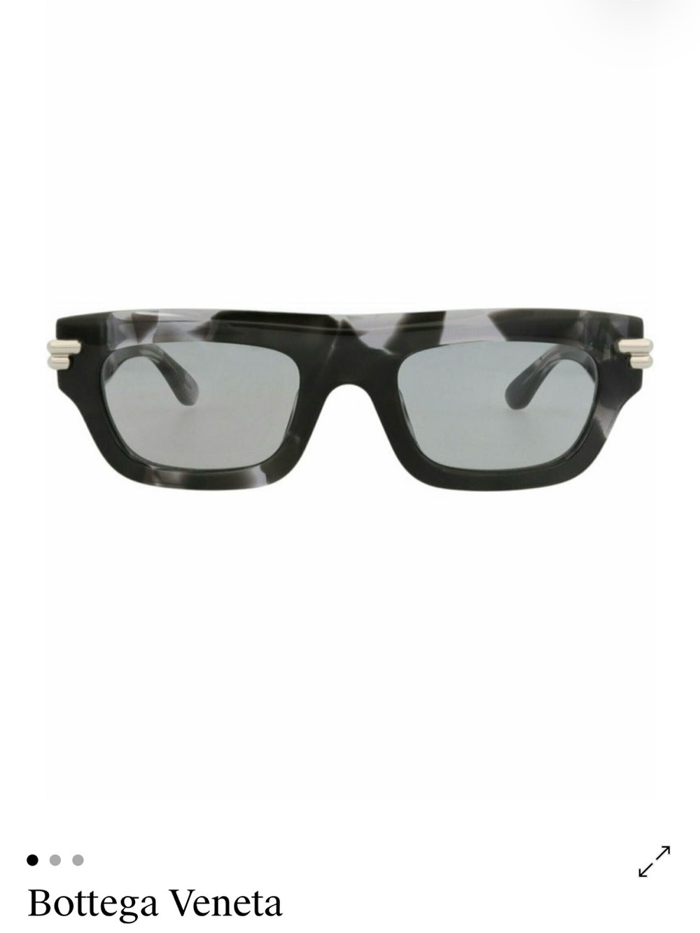 Bottega Veneta Gray and Black Rectangular Sunglasses